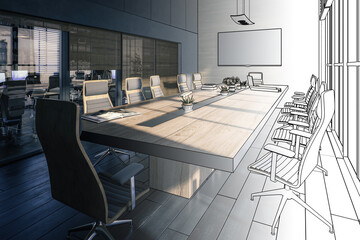 Meeting Room Interior in Design (draft) - 3D Visualization