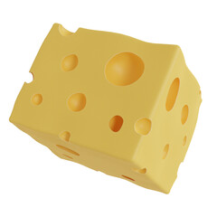 3D style cheese with transparent background. 3D rendering. 3d illustration.