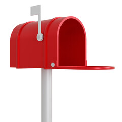 3D style mail box with transparent background. 3D rendering. 3d illustration.