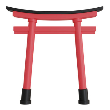 3D style torii with transparent background. 3D rendering. 3d illustration.
