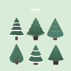 a variety of winter trees illustration collection