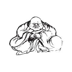 Happy Laughing Buddha sitting Vector illustration eps