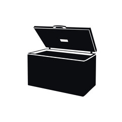 chest freezer fridge vertical icon black silhouette isometric view 