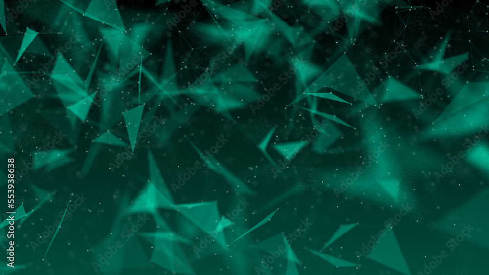 Poster abstract plexus green geometry background. digital technology network connection concept. 3d rendere