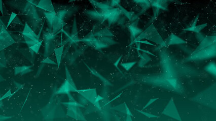 Abstract plexus green geometry background. Digital technology network connection concept. 3D rendered illustration.