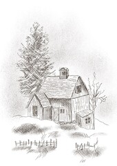 landscape with a house graphic 