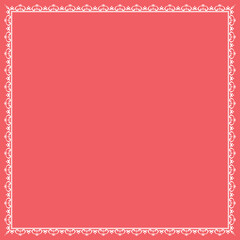 Decorative frame Elegant vector element for design in Eastern style, place for text. Floral pink and white border. Lace illustration for invitations and greeting cards