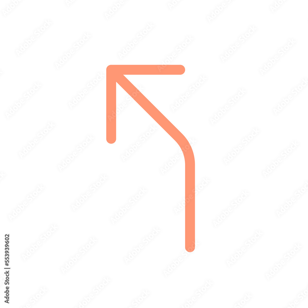 Poster road curves to left arrow flat color ui icon. reach destination. road sign. driving car. finding rou