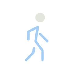 Pedestrian flat color ui icon. Walking person. Passerby on crosswalk. GPS navigation. Safety zone. Simple filled element for mobile app. Colorful solid pictogram. Vector isolated RGB illustration