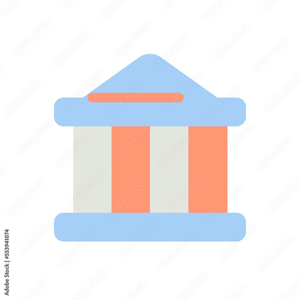 Poster museum location flat color ui icon. historical monument. gps navigation. find place on map. simple f