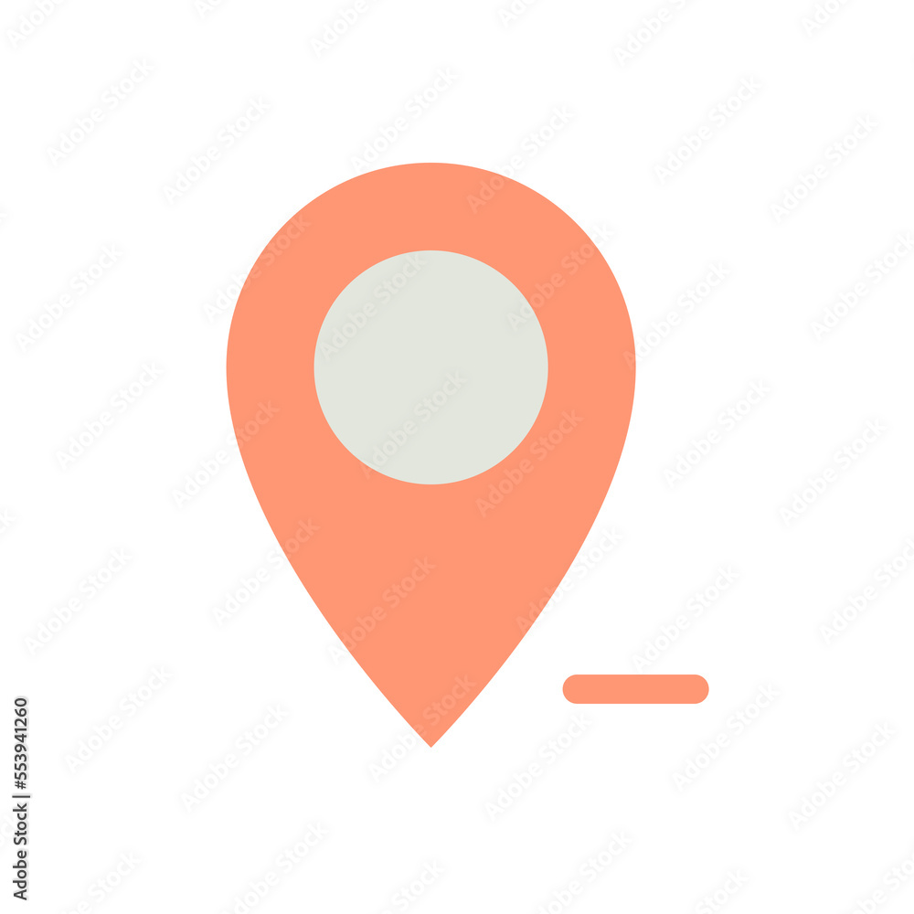 Poster remove pin from map flat color ui icon. unpin location. delete destination. gps navigation. simple f
