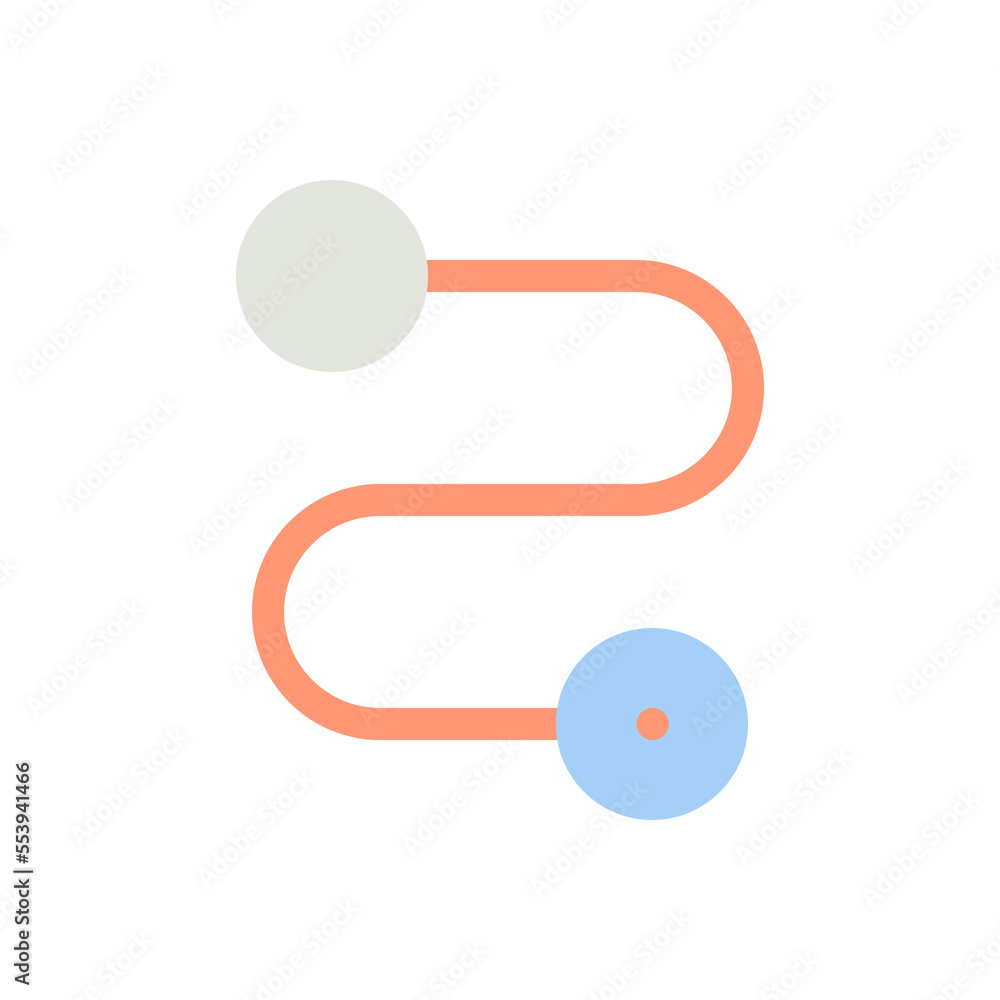 Poster travel route flat color ui icon. distance between two points. gps navigation. geo coordinates. simpl