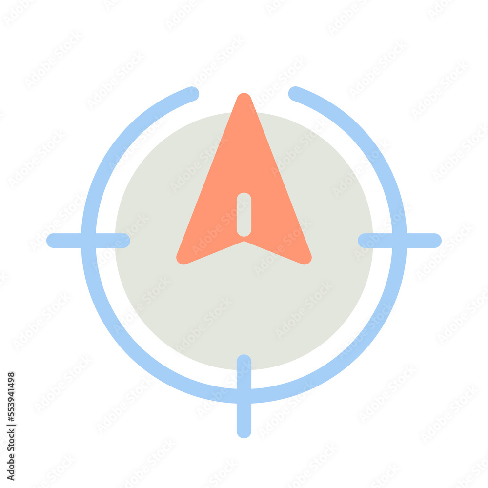Aufkleber tracking position in real time flat color ui icon. gps navigation. finding direction. movement. simp