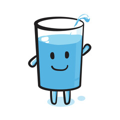 Light Blue Smiling Water Glass