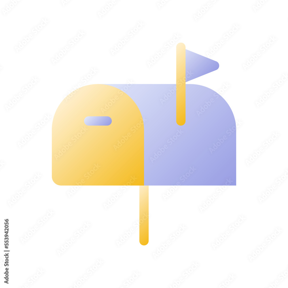 Poster mailbox flat gradient two-color ui icon. incoming letters. postal service. express mail. address. si