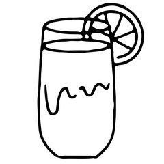 Iced orange black coffee cartoon vector illustration in minimal design