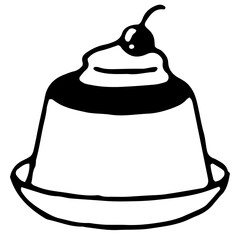 Pudding cartoon vector illustration in minimal design