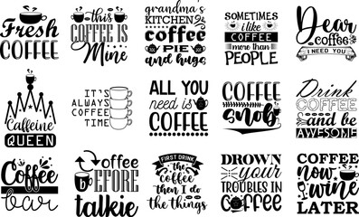 Fototapeta premium Coffee Quotes SVG Bundle 06