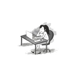 Woman working in the office. corporate illustration.