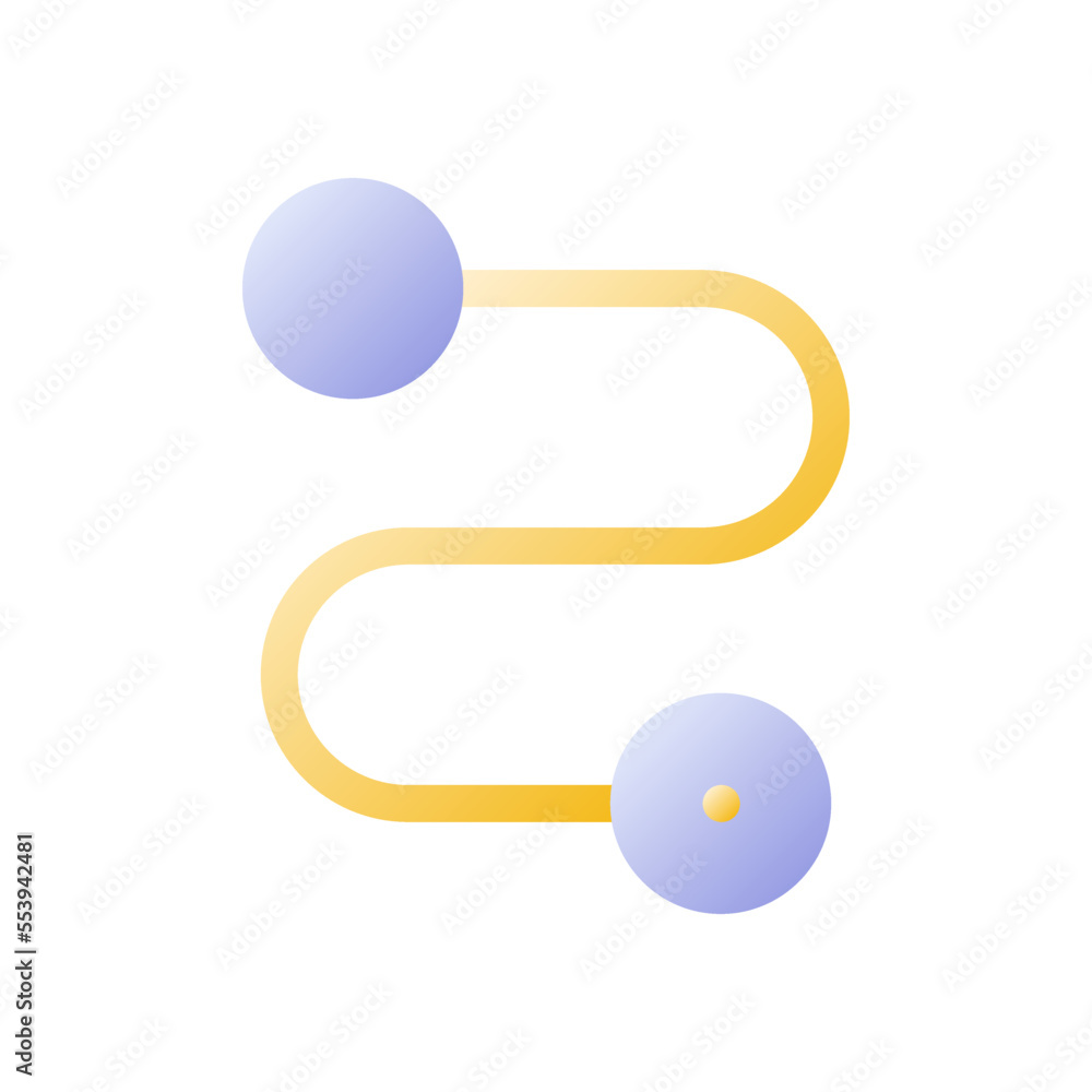 Poster route flat gradient two-color ui icon. logistics and distribution. travel distance. simple filled pi