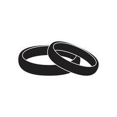 Wedding rings silhouette black, vector illustration.