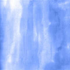 Hand Drawn Bright Background with Watercolor Blue Splashes. Blue and White Background.