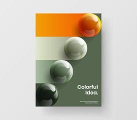 Minimalistic corporate identity A4 design vector layout. Unique realistic balls presentation template.