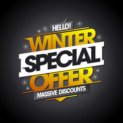 Winter special offer, massive discounts - sale web banner template