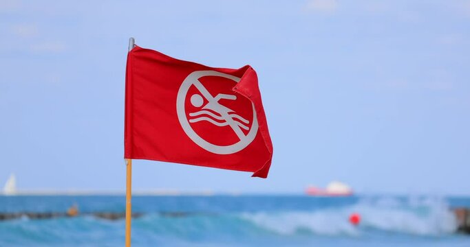 Flag of the storm is waving in the wind