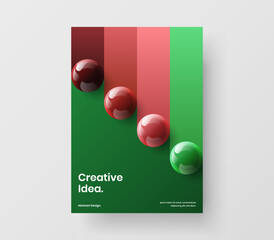 Colorful 3D spheres flyer illustration. Amazing cover vector design template.