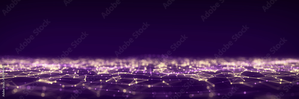 Poster futuristic concept of digital data transmission under a protective shell. high-speed data flow of cr