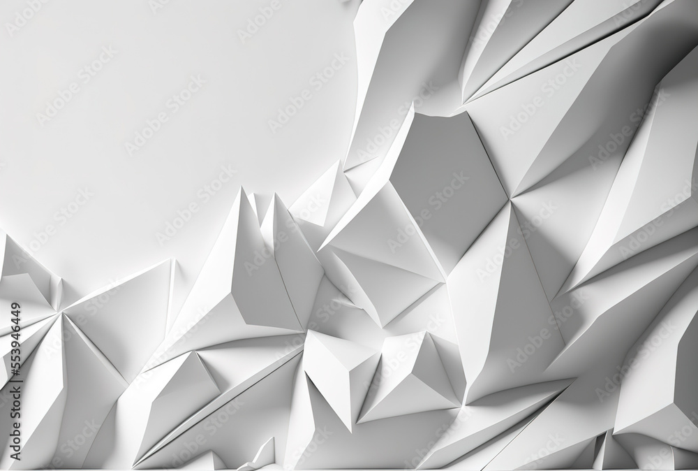Poster white backdrop with a connection of low poly digital lines. generative ai
