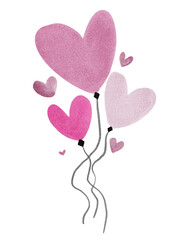 cute pink heart balloon illustration