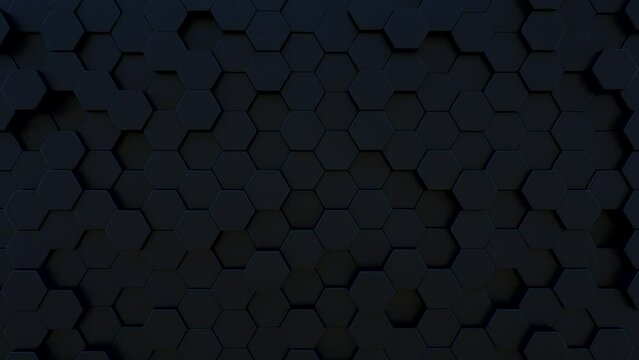Abstract Hexagon Geometric Surface Loop, minimal black hexagonal grid pattern