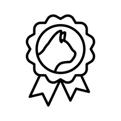 Cat award symbol icon. Medal with cat footprint as pets exhibition winner. Winner pet medal.