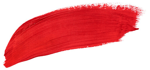 Red smear of paint isolated on transparent background