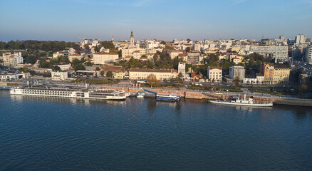Aerial view of the old town of Belgrade.