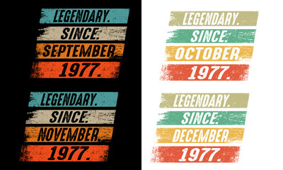 Vintage Birthday  September to December Design bundles.46th Birthday Gift Design.Year 1977 Design.