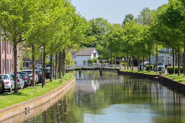 Fototapeta na wymiar View Oudegracht En Nieuwstad Canal At Weesp The Netherlands 31-5-2021