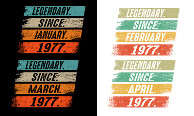 Birthday Vintage January to April Design bundles.46th Birthday Gift Design.Year 1977 Design.
