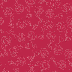 Viva Magenta Seamless Pattern Red Colored Rose Flowers