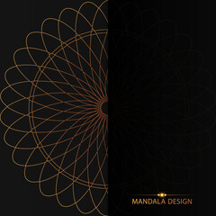 golden mandala design with black background