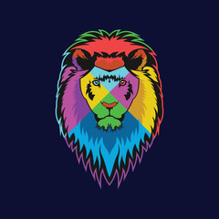 colorful lion head icon logo