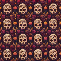 Fototapete Schädel Day of the Dead skulls Dia de los Muertes created with Generative AI technology
