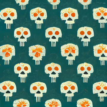 Day of the Dead skulls Dia de los Muertes created with Generative AI technology