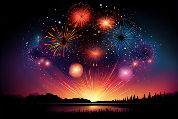 Fototapeta na wymiar night sky fireworks 