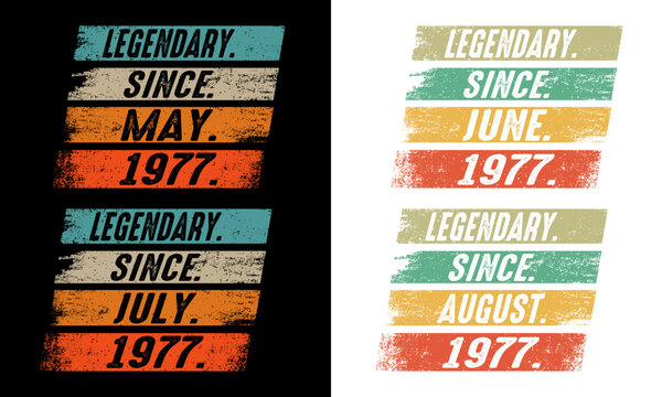 Birthday Vintage May to August Design bundles.46th Birthday Gift Design.Year 1977 Design.