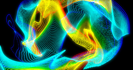 Fototapeta premium Abstract background of bright beautiful multi-colored rainbow lights glowing iridescent energy magic stripes