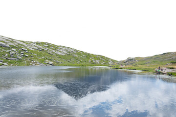 Isolated PNG cutout of a mountain lake in summer in the Alps on a transparent background, ideal for photobashing, matte-painting, concept art © NomadPhotoReference