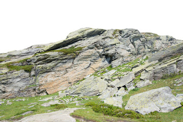 Isolated PNG cutout of a mountain in summer in the Alps on a transparent background, ideal for photobashing, matte-painting, concept art